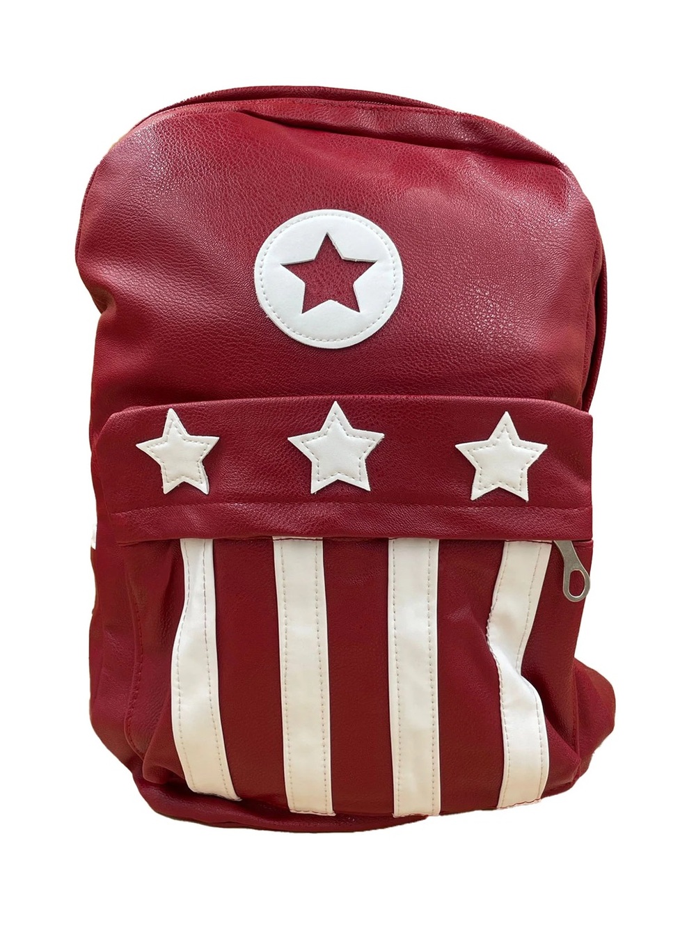 Red Star Stripe Kids Backpack with White Accents